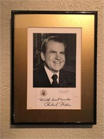 Richard Nixon Autograph Card & Framed Photo