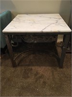 Iron Base & Granite Top Side Table