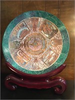 Large Malachite and copper Inlaid Charger with