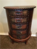 Five (5) Drawer Leather Side Table