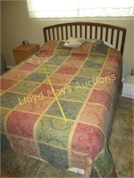 Queen Size Complete Bed With Wood Headboard