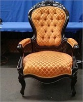 Vintage Wood Frame Orange Arm Chair