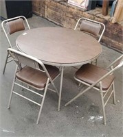 Round Card Table and 4 Folding Chairs