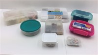 Seven craft storage boxes with jewelry making