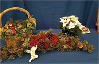 Box Garland with Pine cones, Basket Holiday decor