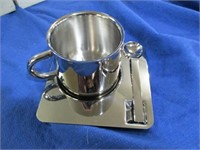 4 cup & saucer sets - silver plated