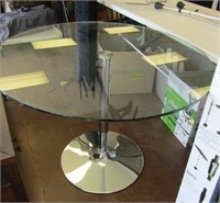 Glass Top Dining Table w Metal Base 39.5" Round