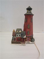 11.5 In Tall Lighted Porcelain Lighthouse