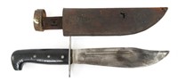 WWII V44 WESTERN BOWIE KNIFE WITH LEATHER SHEATH