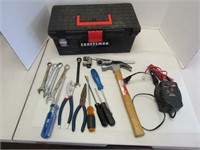 Plastic Toolbox w/ Misc Tools & SM Battery Charger