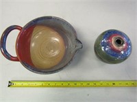 Multi Color Pottery Bowl & Vase
