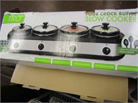 NEW Stainless Steel 4 Crock Buffet Slow Cooker