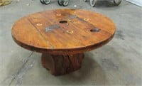 Tree Trunk Wood Table w/Inlaid Whale Top
