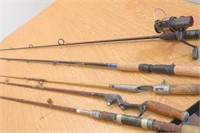 Lot of Fishing Rods & 1 Reel Wood, Berley +