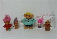 Troll Dolls ~ Lot of 5 ~ Tallest is a Coin Bank