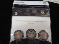 AMERICAN THE BEAUTIFUL QUARTERS THREE COIN SET