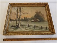 Winter Cabin Scene Painting