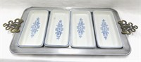 Pfaltzgraff Yorktowne Stoneware-tray with 4 dishes