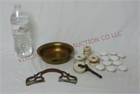 Porcelain Knobs, Wheel, Insulators & Brass Bowl