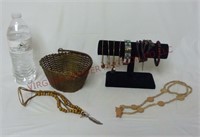 Metal Basket with Necklaces & Bracelets
