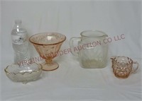 Vintage Pink & Clear Glassware ~ 4 Pieces