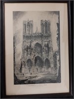 La Cathedrale De Reims - Facade - print in frame