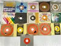 16 Assorted Used 45's Records in Sleeves