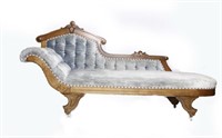 Antique Upholstered & Wood Fainting Couch