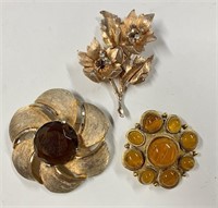 3 Vintage Brooches-Weiss-Har-Selini
