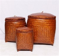 Furniture Set of 3 Woven Baskets