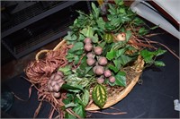 basket with faux plants