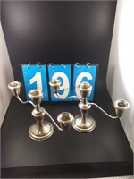 PR. EMPIRE STERLING TRIPLE CANDLE HOLDERS