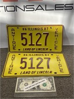 Pair of vintage Illinois Antique vehicle license