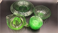 10 PCS. Vaseline green depression glass- block