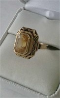 14K Gold Antique Topaz Ring Marked 585 Sz 5.5