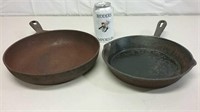 Two Cast Iron Skillets 8" & 9"
