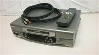 Sanyo VCR With Remote & Monster Cables Powers Up