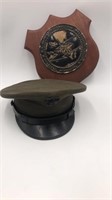Military hat and placard
