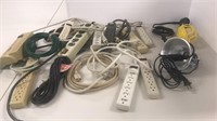 Large lot of power strips, extension cords and