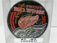 Signed #2 Jiri Fischer Red Wings Puck