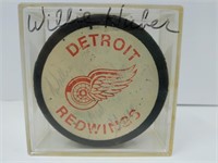 Signed Willie Huber Red Wings Puck