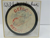 Signed Willie Huber Red Wings Puck