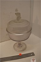 Pedestal Etched Glass Candy Dish