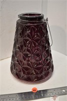 Purple Glass Candle Holder