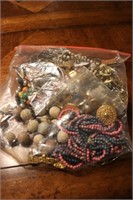 LG BAGGIE OF VINTAGE AND COSTUME JEWELRY