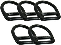 Tanko Single Slotted Aluminum D-Ring Black 5-Pack
