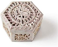 Soapstone Hand Carved Jewelry Box iNDIA