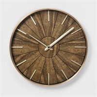 16' Segmented Walnut Brass Wall Clock Brown -