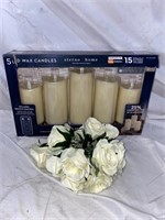 5 LED FAUX WAX CANDLES AND LED ROSES