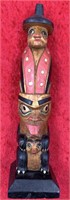 Reproduction Tlingit wood totem pole, 9.5" importe